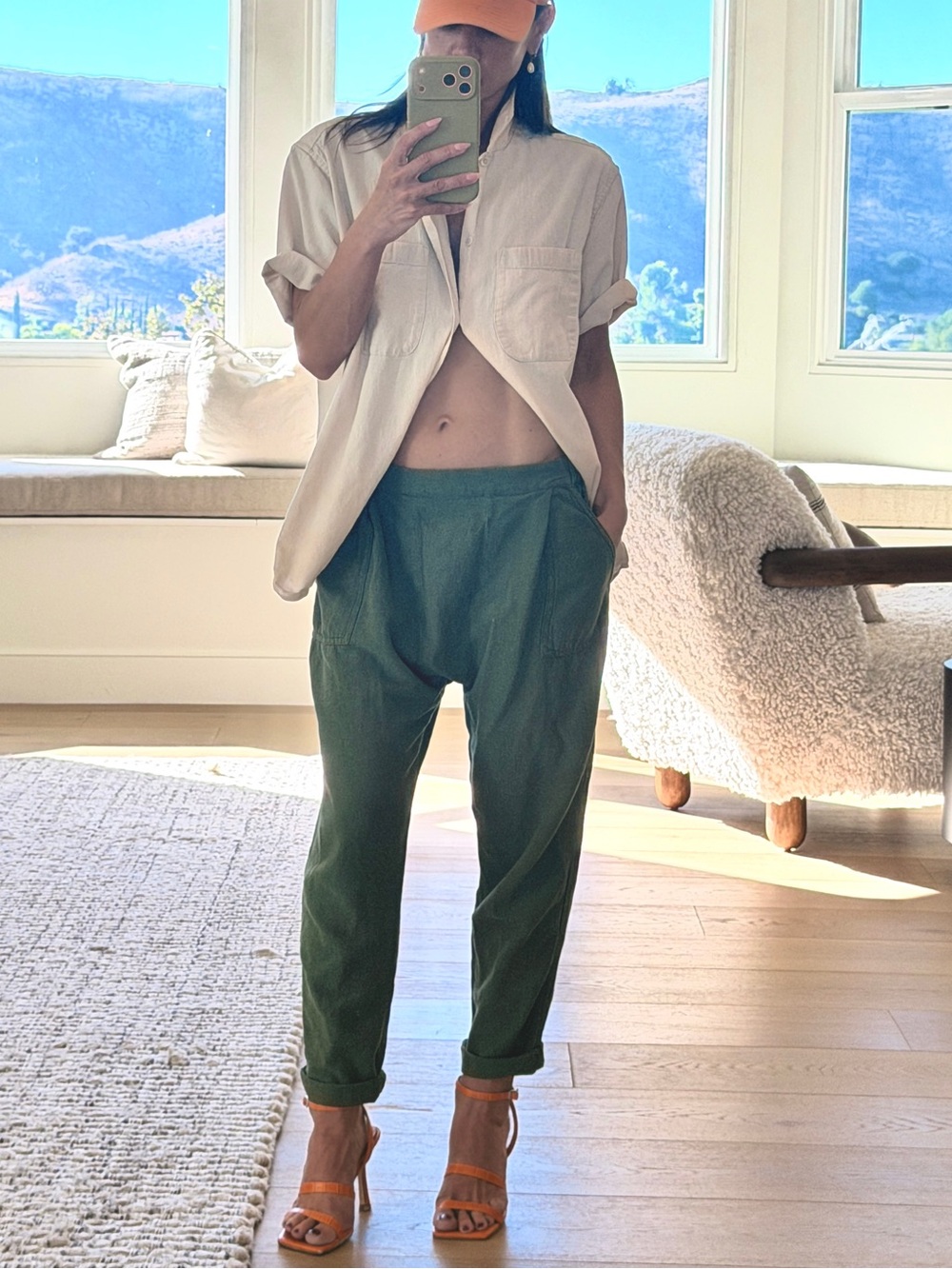 The Great Army Green drop rise Tapered low waisted pull on Pants size 1/small